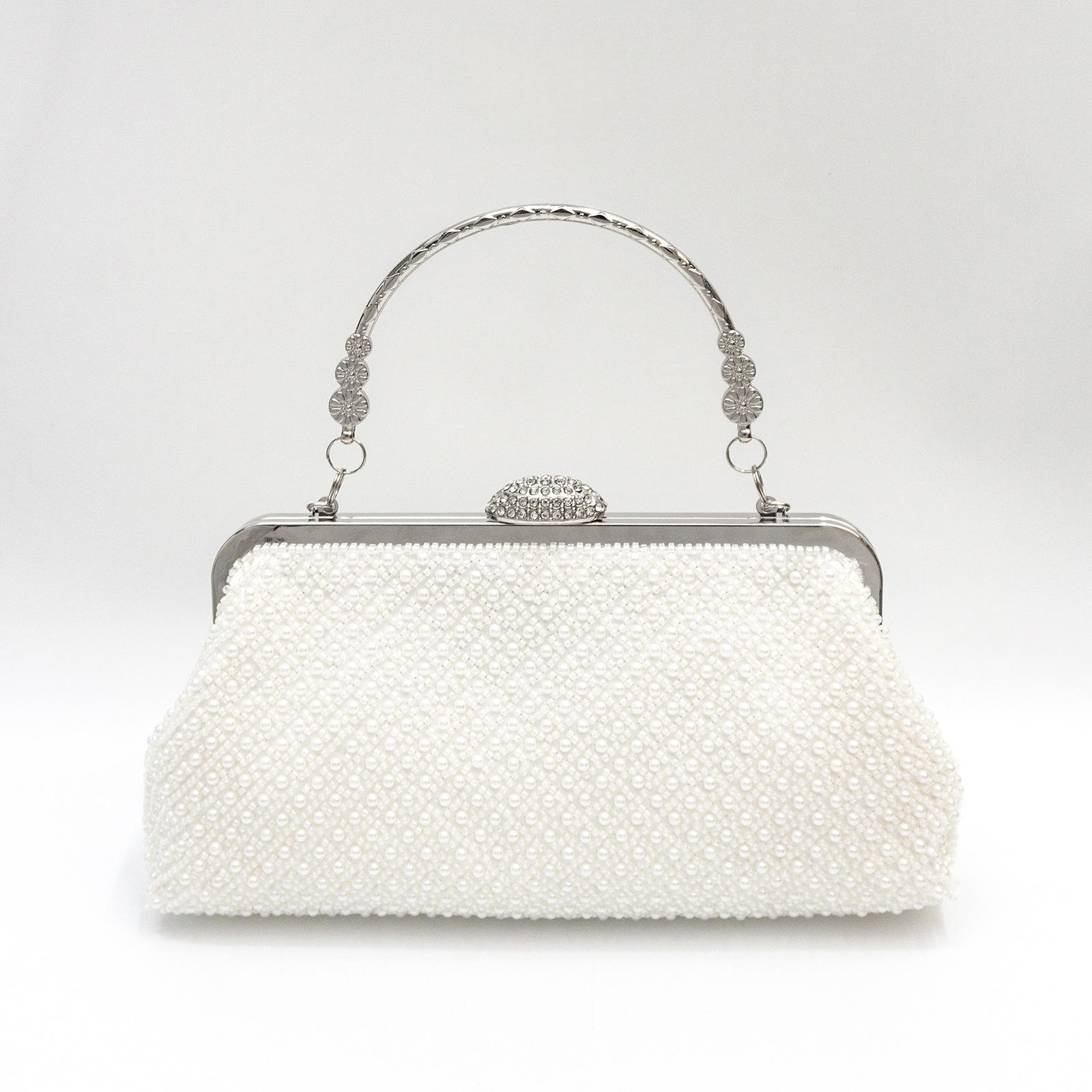 Solid-color Fine-bead New Clutch Bag