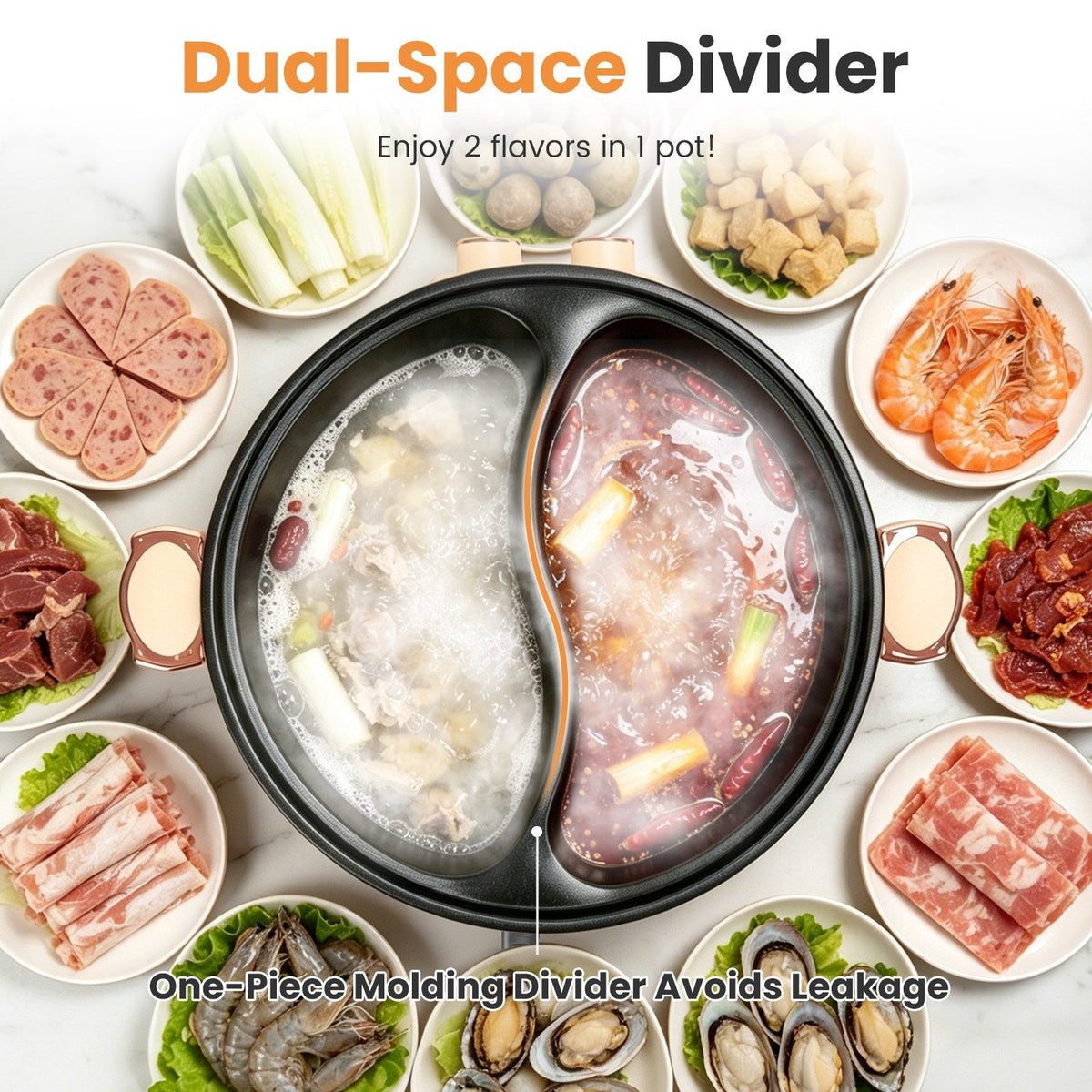 Electric Hot Pot with Divider 6L Dual Control Stainless Steel