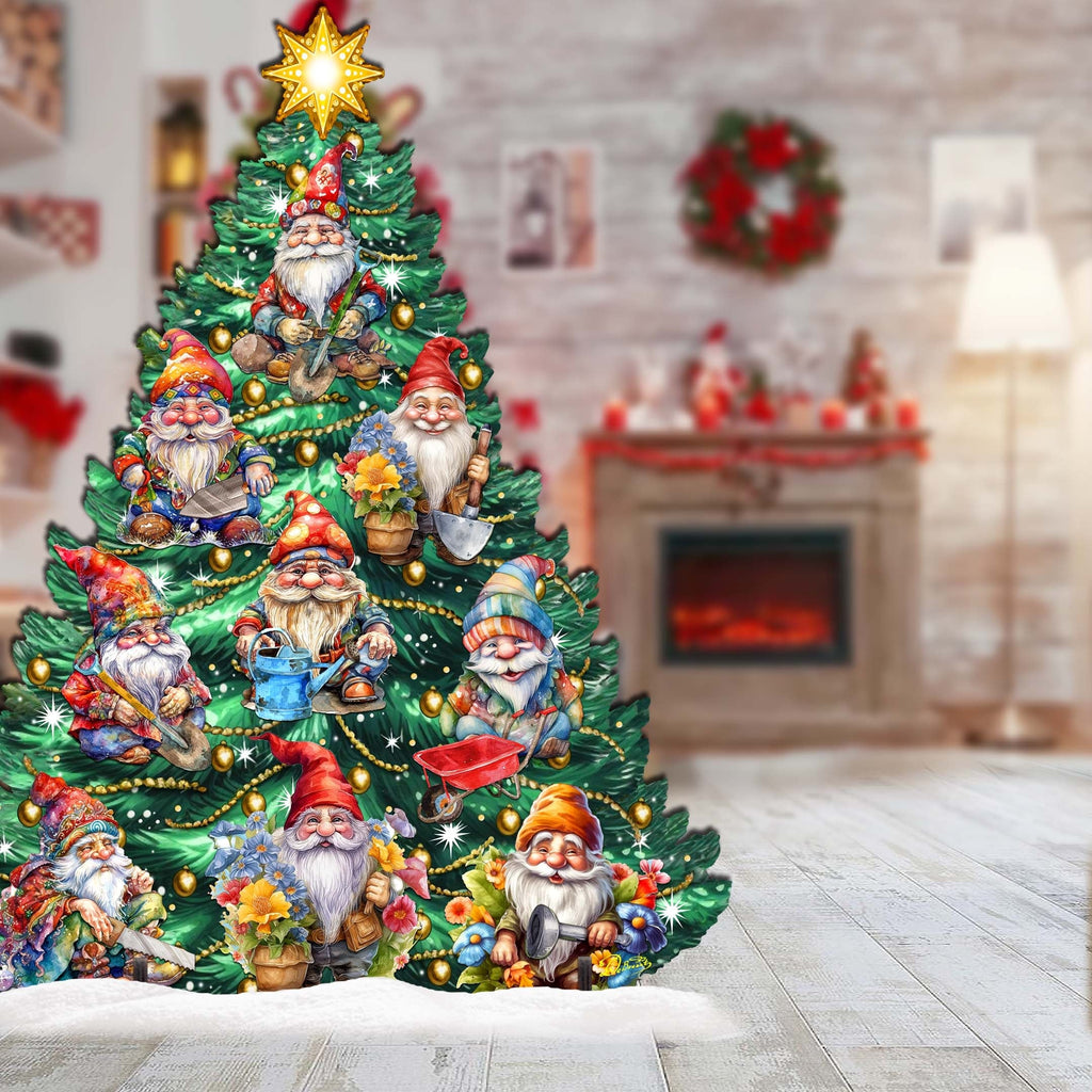 Gnomes-Themed Christmas Tree Outdoor Indoor Decor Wooden Christmas Decoration by G. Debrekht Christmas Decor - 8191512F