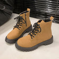 2026 New Fashion Lace Up Combat Boots Women Korean Style Block Heel Platform Elegant Ankle Boots Trending Street Fashion Boots