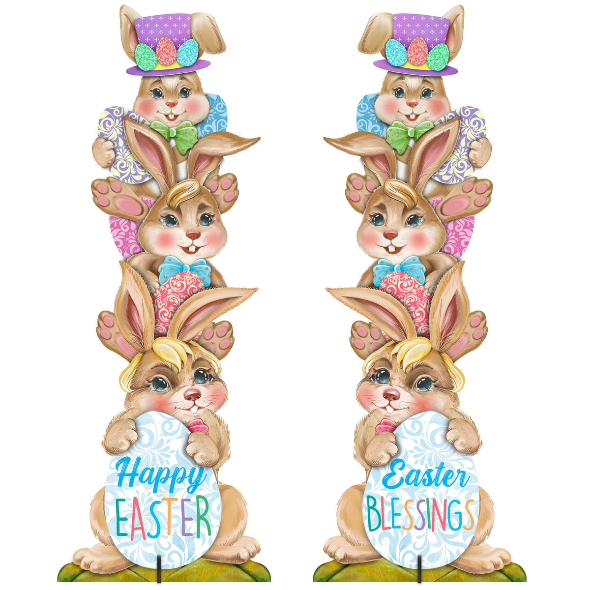 Easter Bunny Decor - Stacking Bunny Set of 2 Family Yard Sign by Jamie Mills-Price - Easter Spring Decor - 8154430F-S2-MP