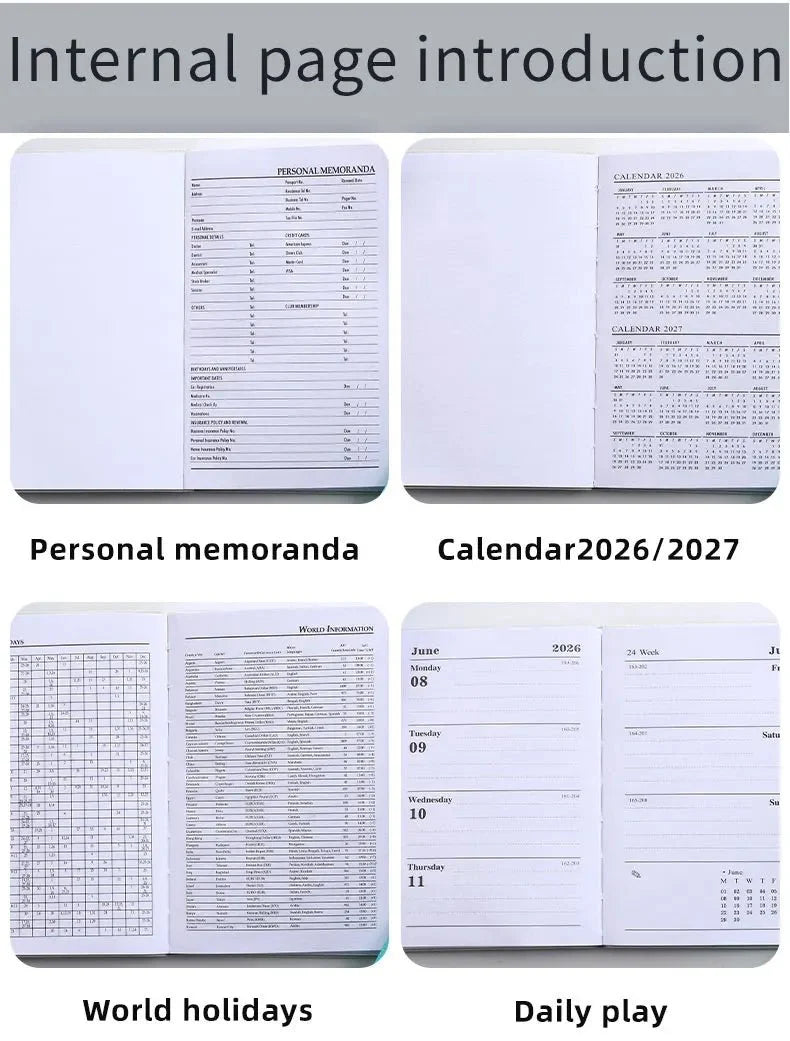 A7 2026 English Planner Book | Mini Pocket Weekly Calendar