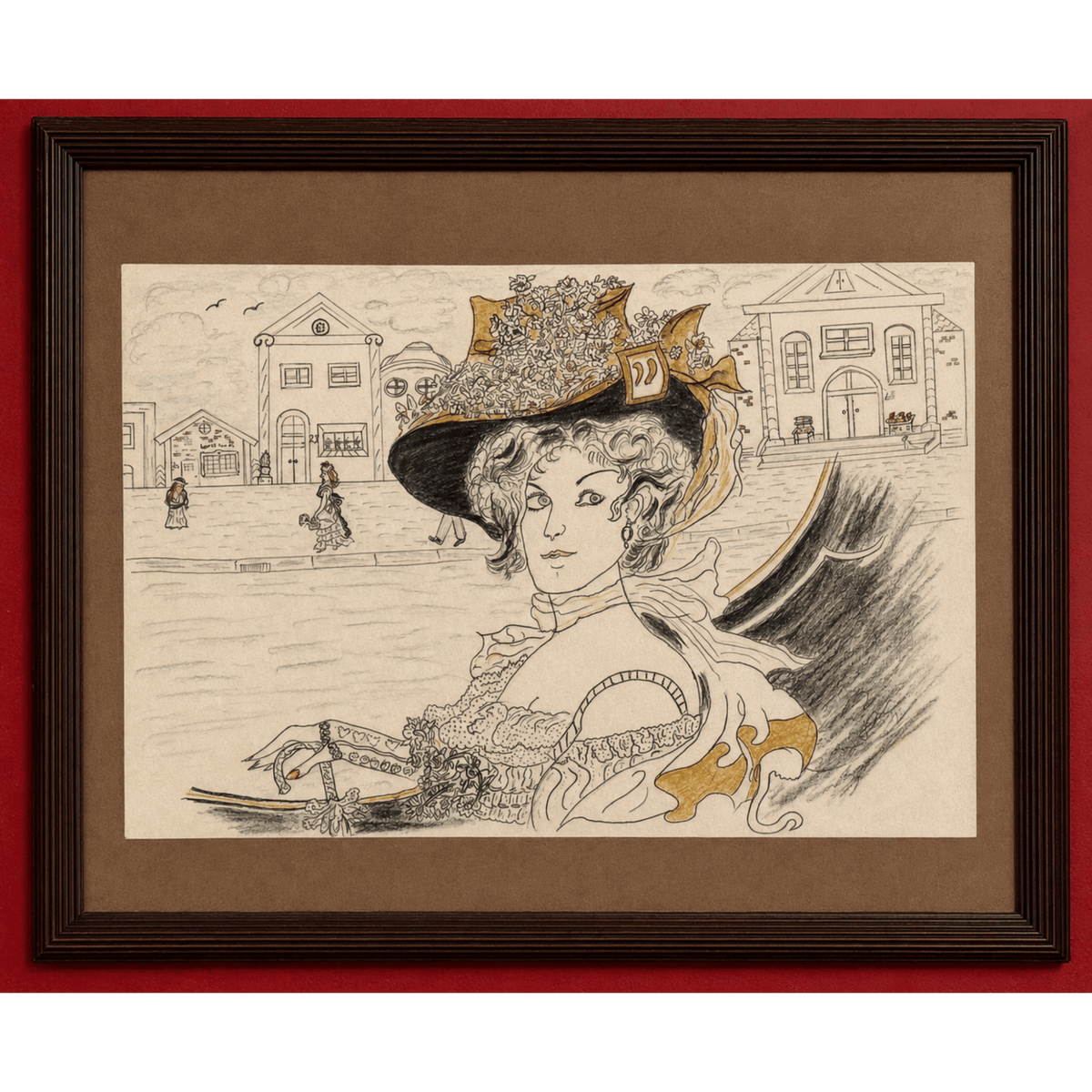 PimsArt Art Nouveau Victorian Lady Weekender Bag From Original Drawing