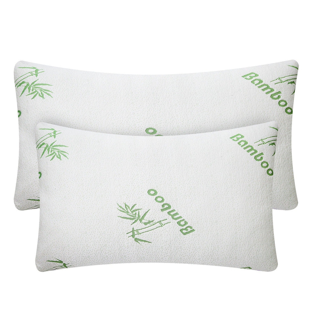 2Pcs Bamboo Memory Foam Pillow Hypoallergenic Bed Pillow For Head Neck Rest Sleeping Shredded Pillow Washable Cover Queen Size Pillow