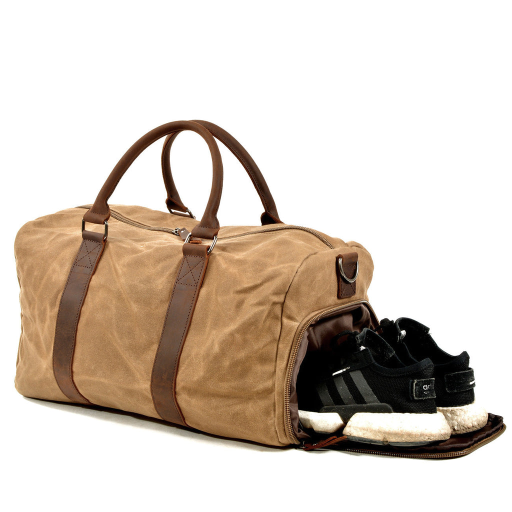 Men's One-shoulder Portable Training Dry Wet Separation Swimming Large Capacity Canvas Luggage Travel Bag