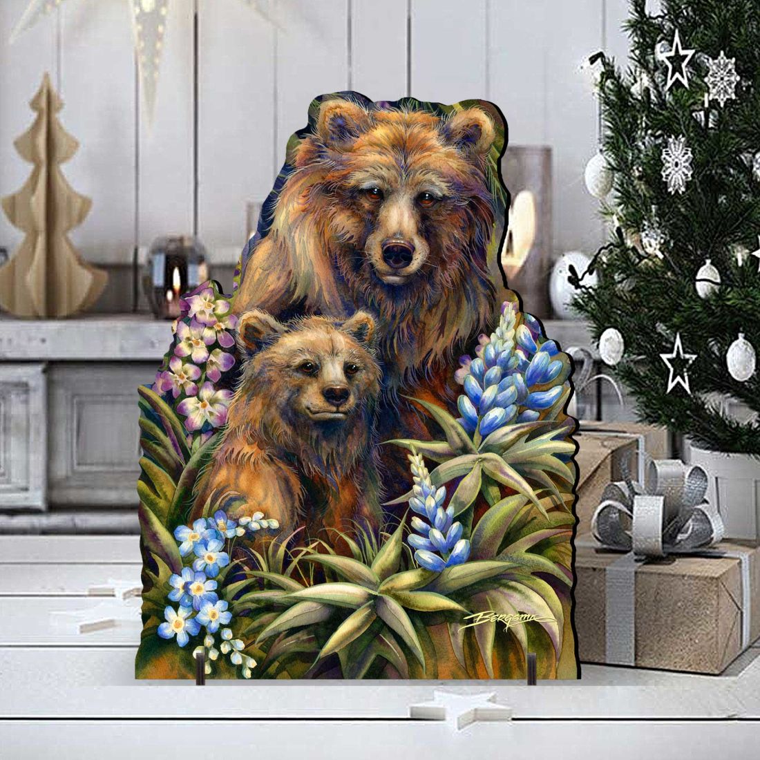 Grin & Bear it Grizzly Mother & Cub Wildlife Outdoor Decor by J. Bergsma - Wildlife Holiday Decor - 8591947F-JB