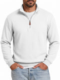 Mens Knitted Casual Hoodie With A Half-zip And Stand-up Collar Long Sleeves