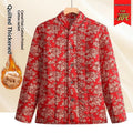 Middle Aged And Elderly Stand Collar Floral Cotton Padded Coat