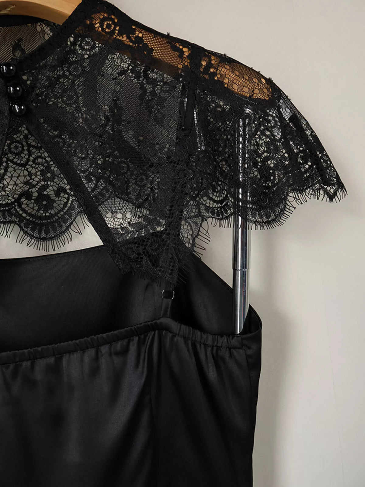 Satin Mini Dress with Lace Detachable Cape