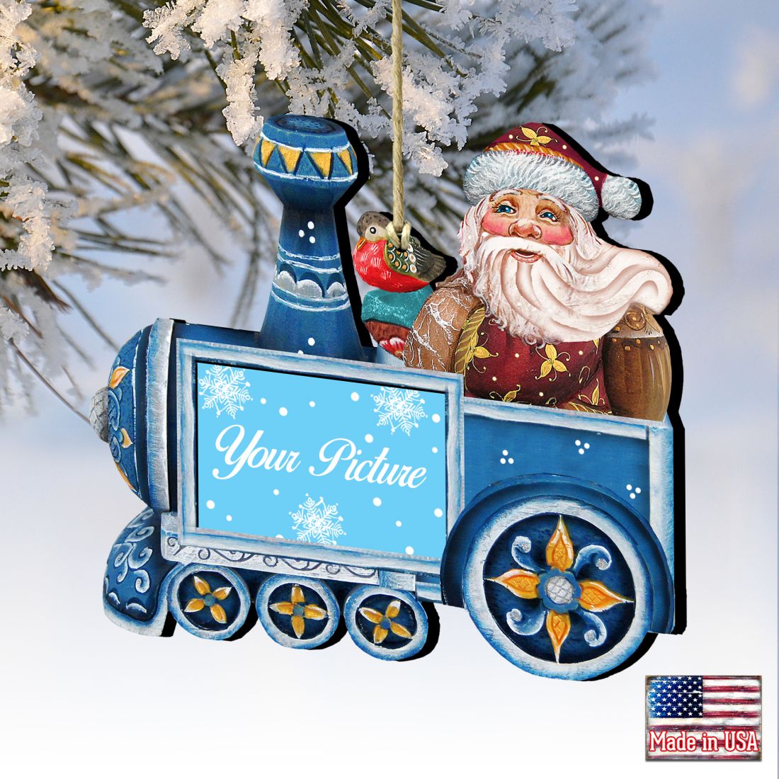 Train Ride Christmas Picture Frame Ornaments - Ornament for Photo - Christmas Santa Snowman Decor - 8129211PF