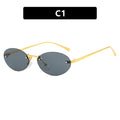Oval Rimless Sunglasses With Rivets 2024 New Style