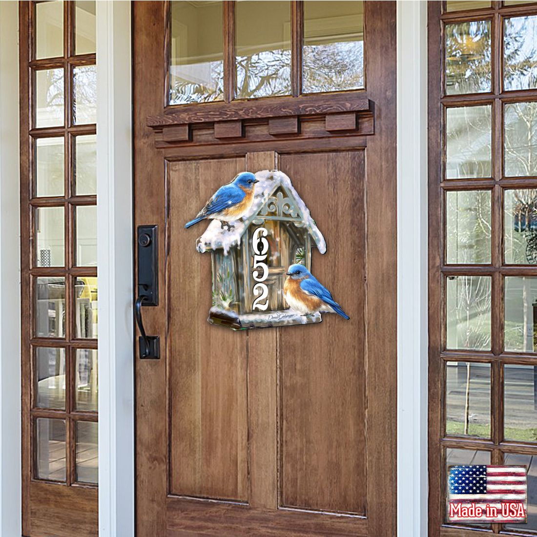 Birds Lover Wooden Personalized House Number Sign by D. Gelsinger - Easter Spring Decor - Handcrafted Wooden Address Sign - MA8461054-1-1533