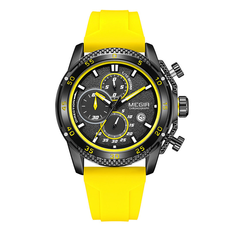 Multifunctional Three-eye Chronograph With Silicone Strap