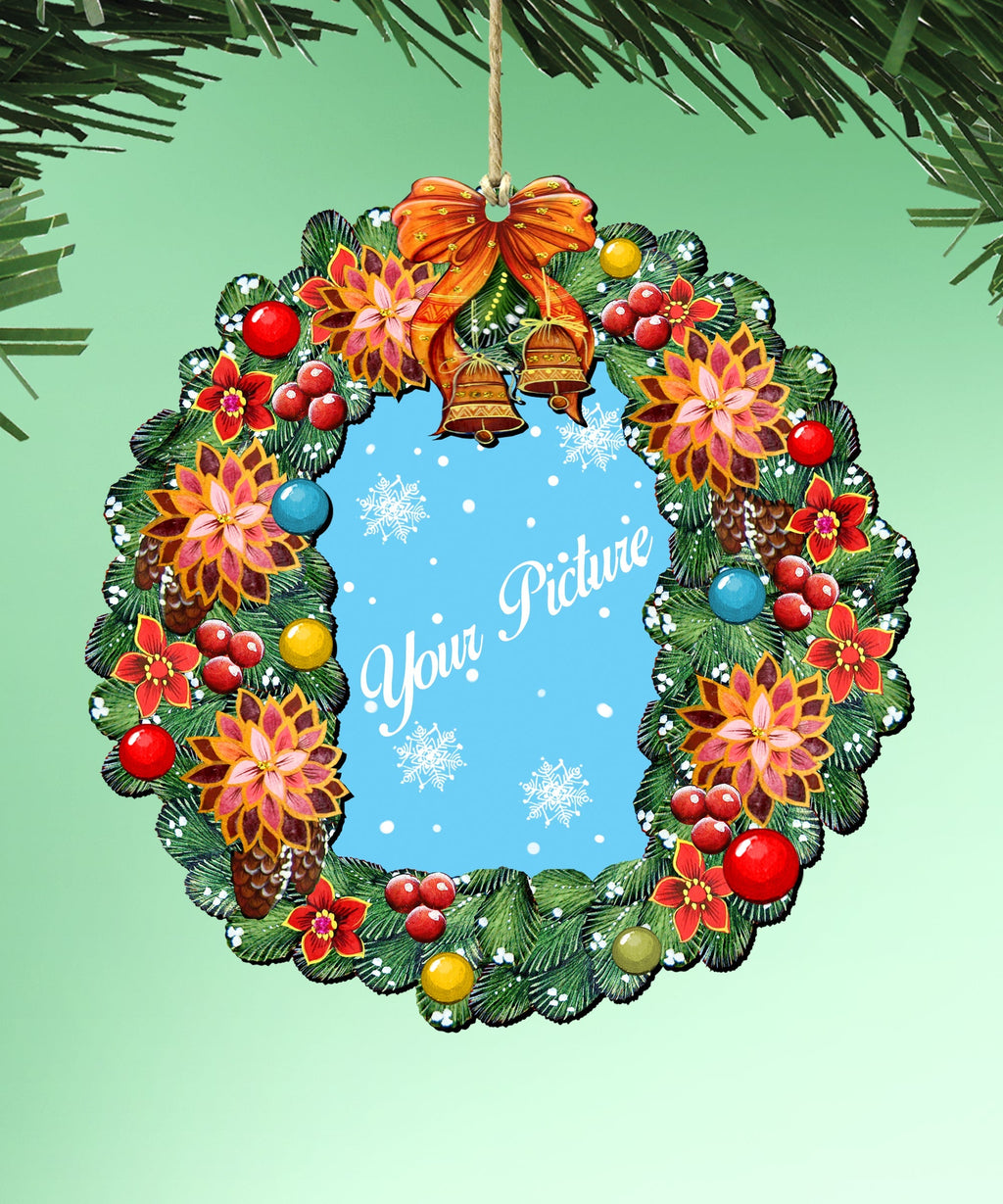 Wreath Christmas Picture Frame Ornaments - Ornament for Photo - Christmas Decor - 8185307PF