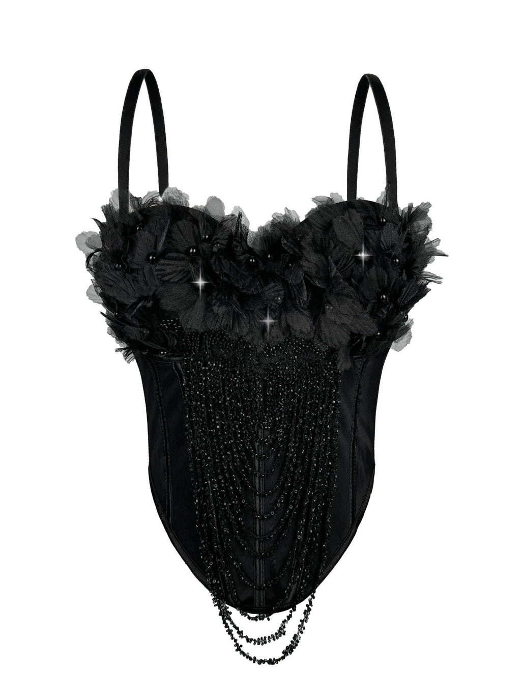 Cross-Border New Handmade Flower Tassel Camisole Sexy Backless Tube Top European And American Outer Wear Fishbone Bra Body Shaping