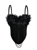 Cross-Border New Handmade Flower Tassel Camisole Sexy Backless Tube Top European And American Outer Wear Fishbone Bra Body Shaping