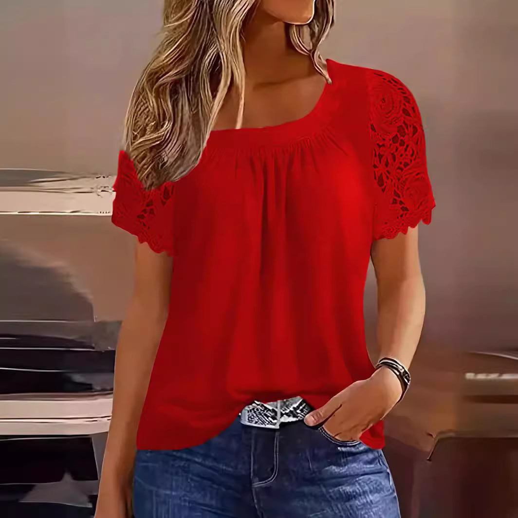 3D Embossed Print Short Sleeve Blouse – 5 Colors | S–5XL