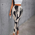Womens Printed High-Waisted Slim-Fit Yoga Pants