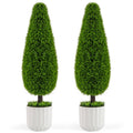 2 Pack 3 Feet Artificial Cedar Teardrop Shaped Bush with Plastic Nursery Pot-Green