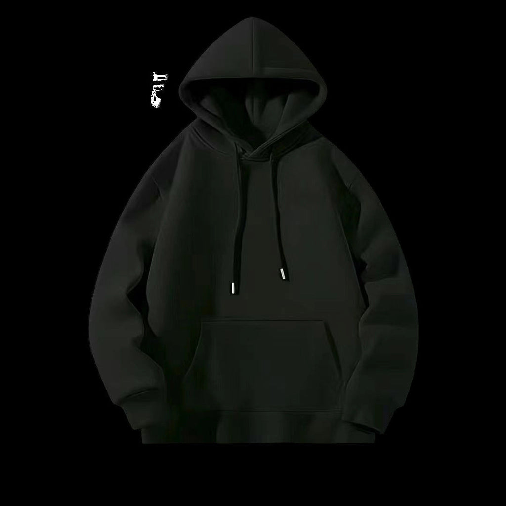 2026 New Black And White Hooded Sweatshirt, Simple Solid Color Basic Men's Loose All-Match Casual Sweatshirt
