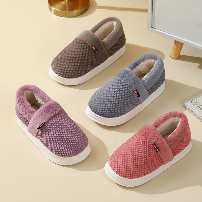 Suede Plush Warm Slippers – Thick Sole Indoor Outdoor Couple Shoes | EU 36–45