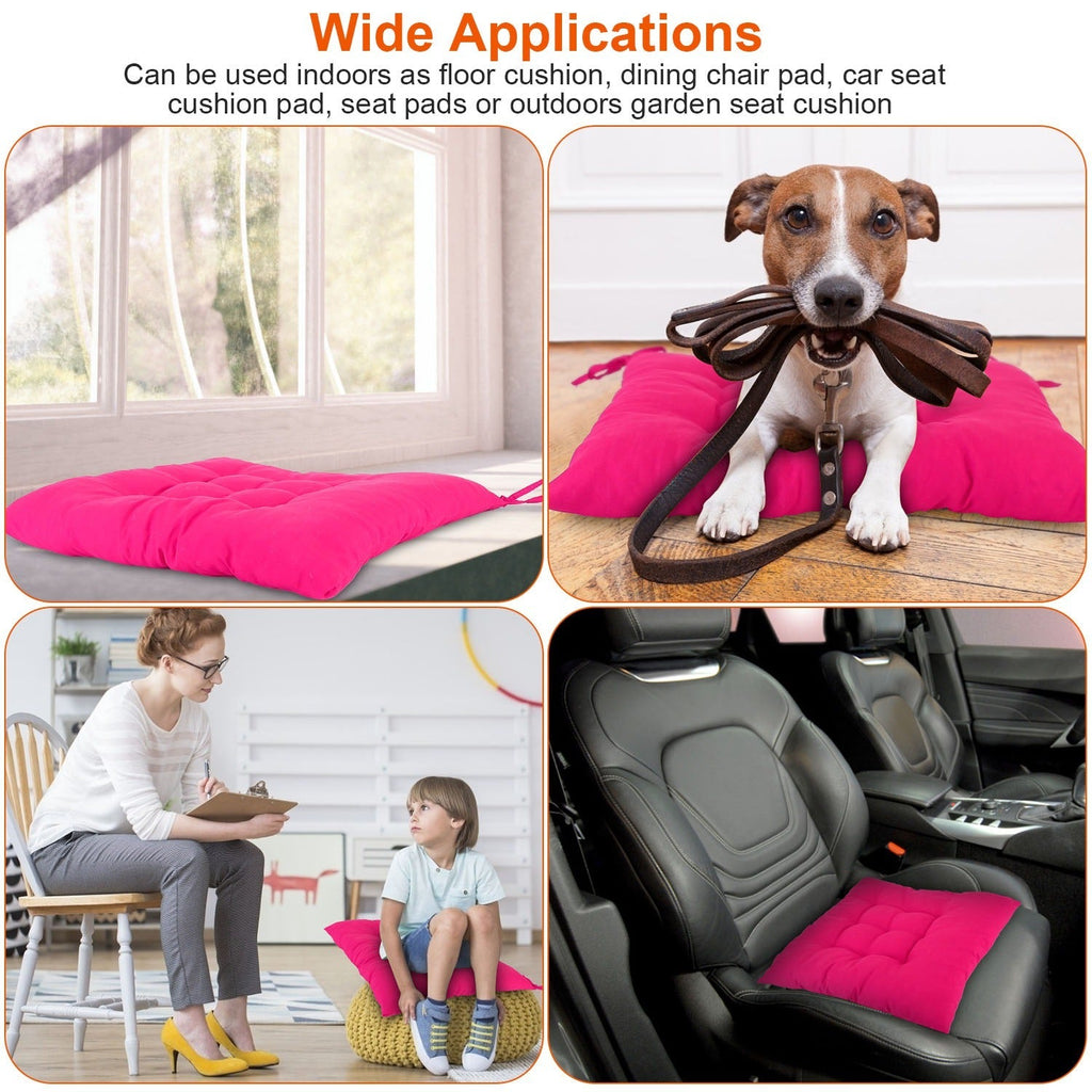 4-Pack Square Chair Cushions – 17.7"x17.7", Tie-On, Soft Pads for Home, Office, Travel