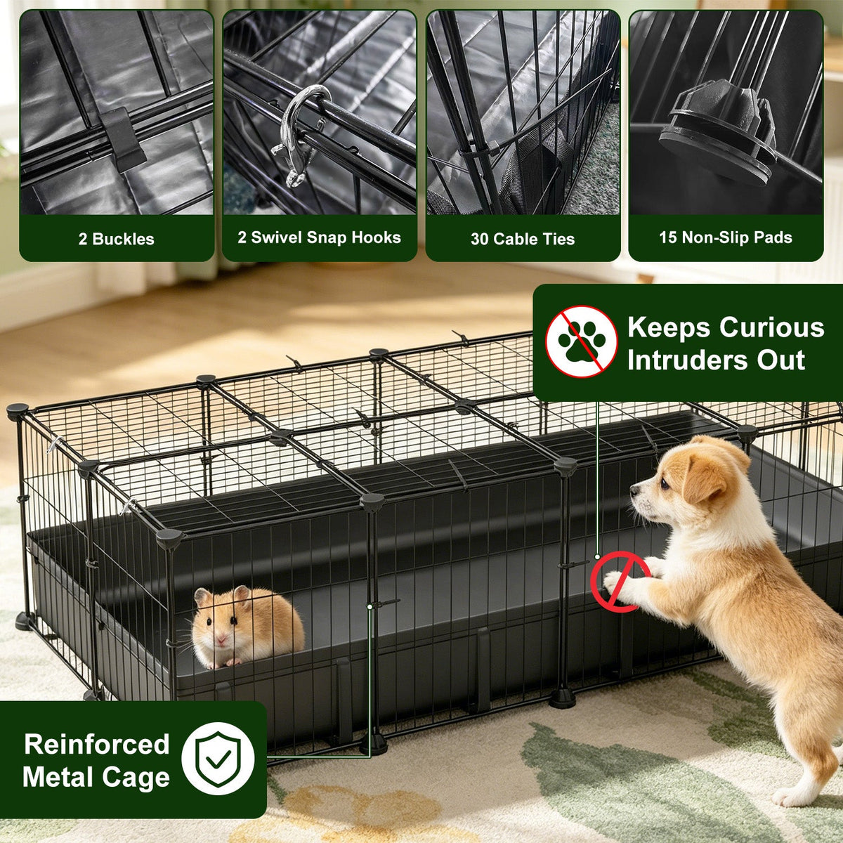 Guinea Pig Cage 47x24x12" with 20 Panels & Waterproof Mat
