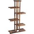6 Tier Garden Wooden Shelf Storage Plant Rack Stand