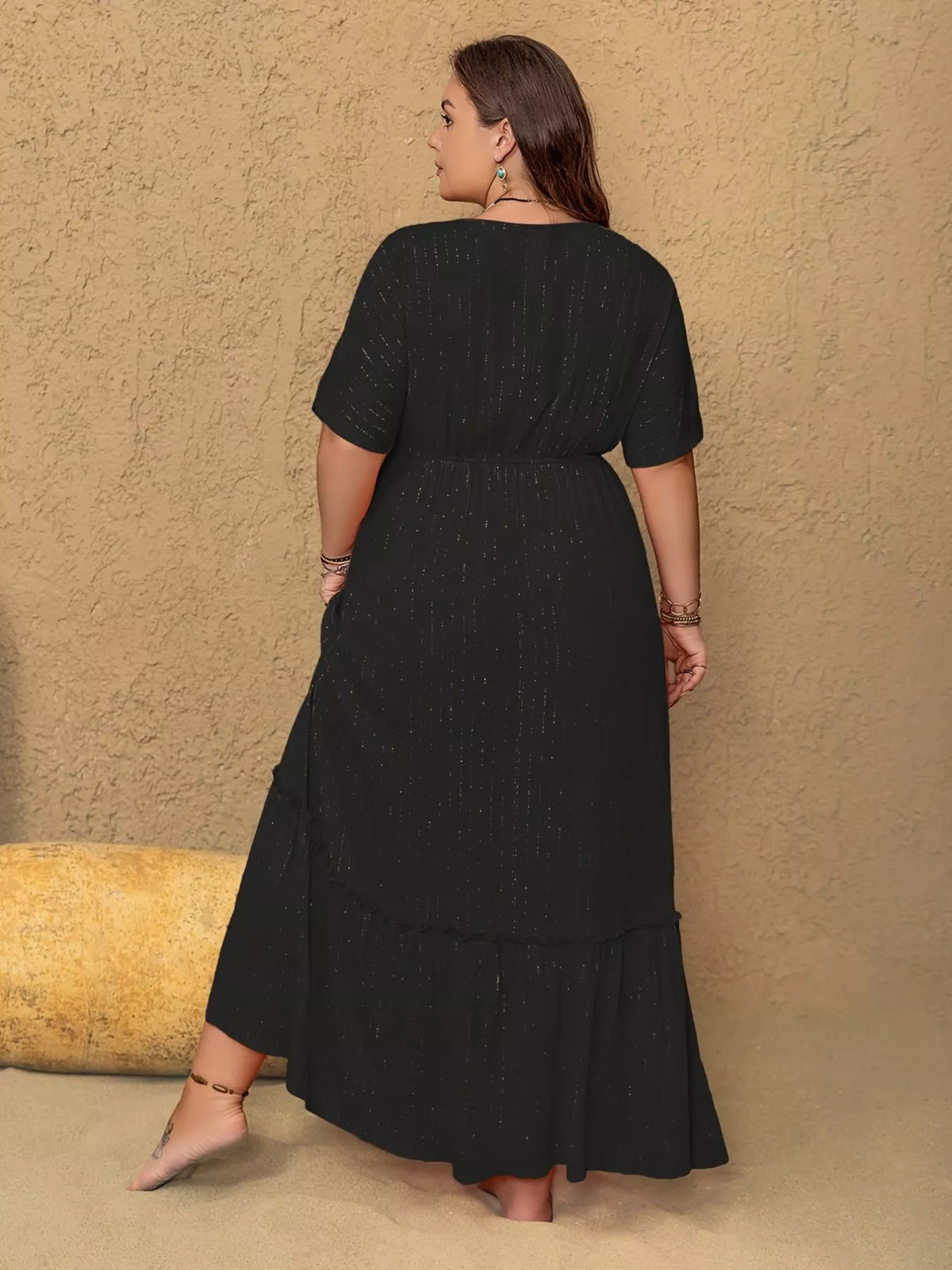 Embroidered V-Neck Maxi Dress