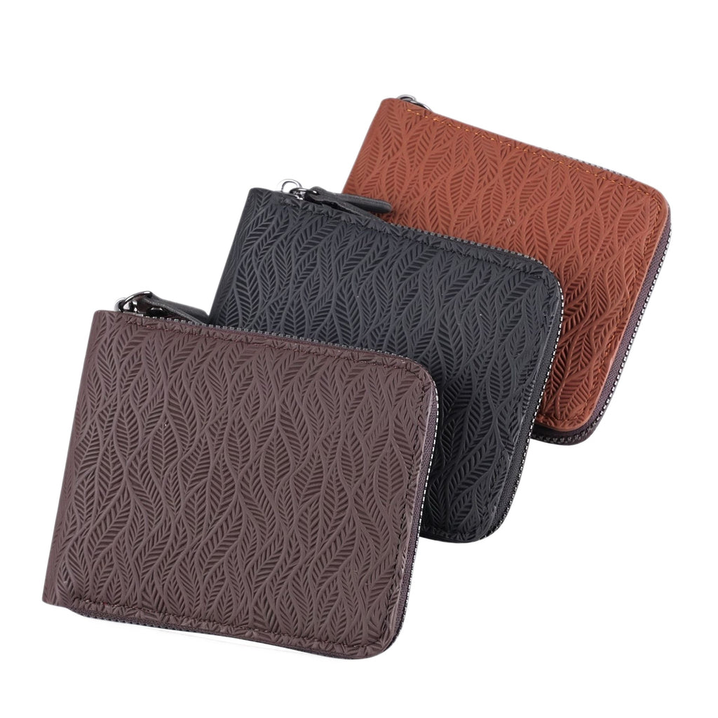 Mens Short Zip-around PU Leather Multi-card Wallet