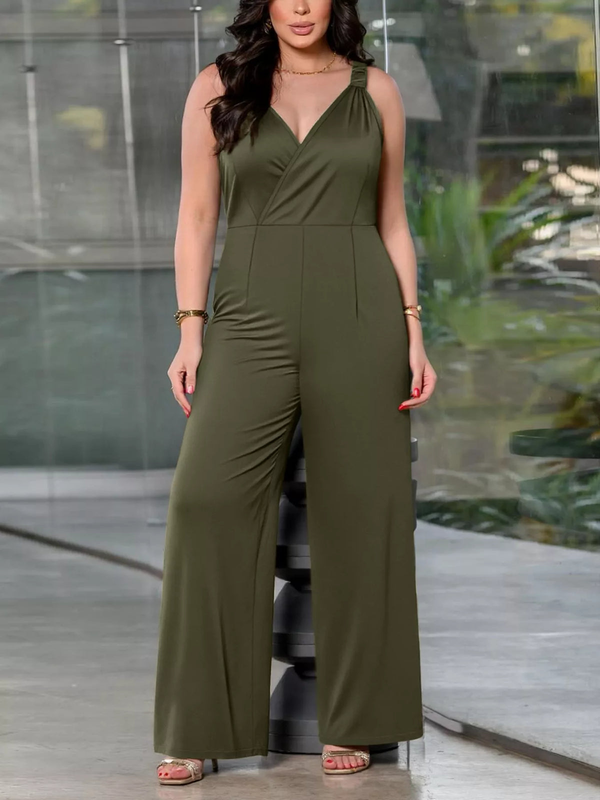Smocked Wide Leg Jumpsuit
