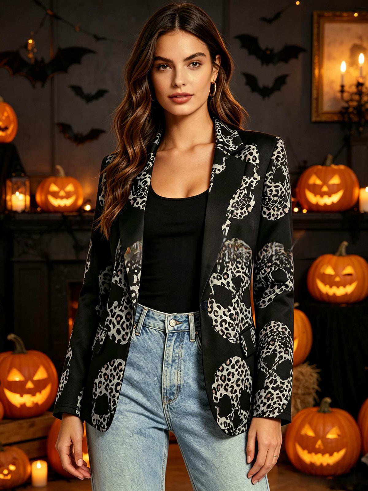 Long Sleeved Skull Blazer Coat