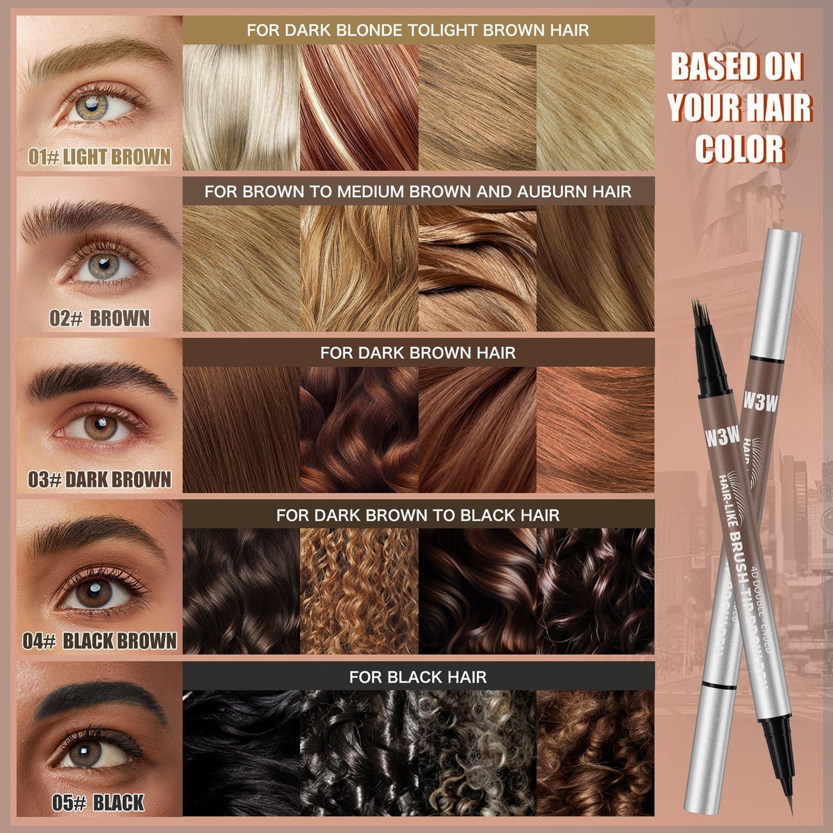 Waterproof Sweat-proof Smudge-proof Double-ended Eyebrow Pencil