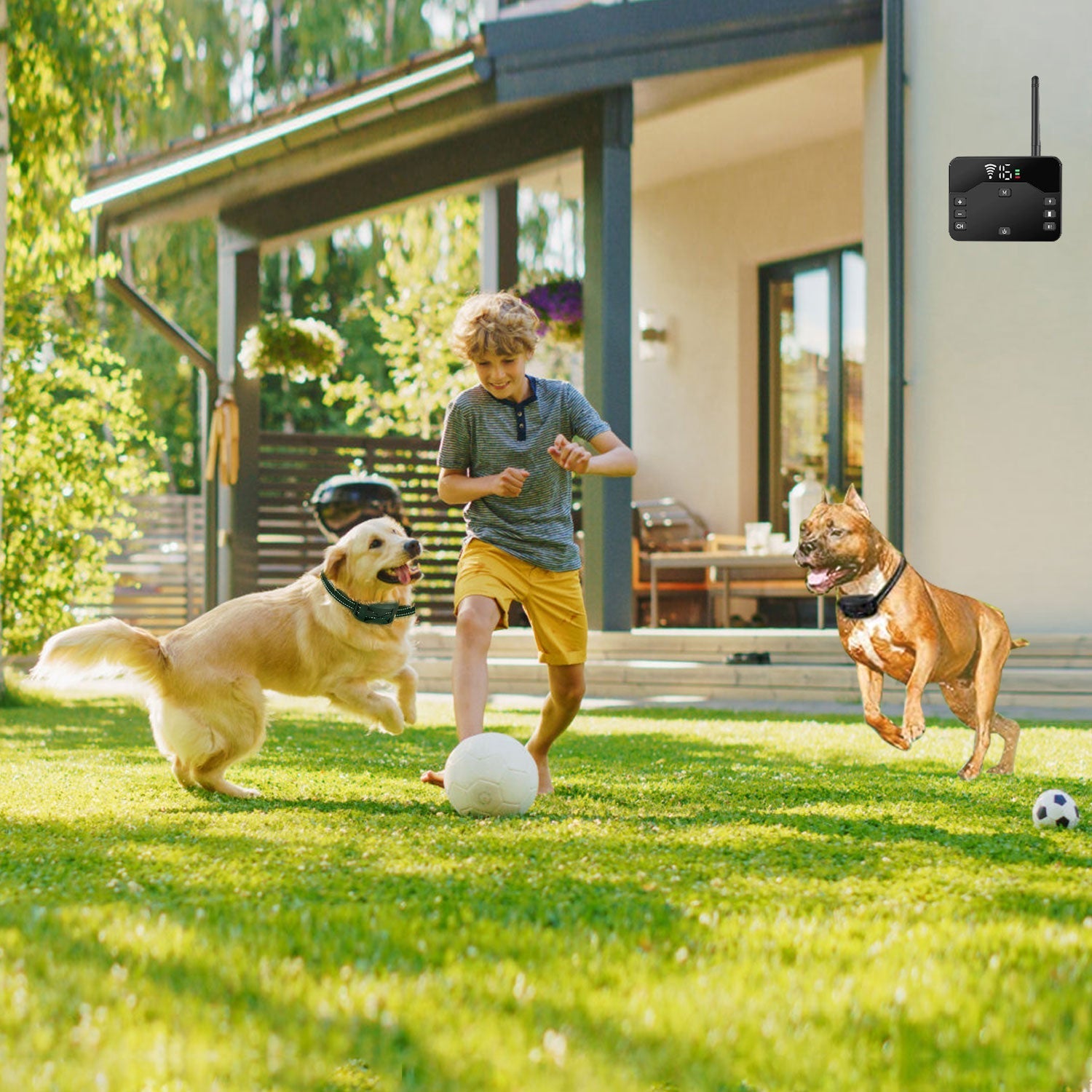 2 In 1 Wireless Electric Dog Fence Waterproof Pet Shock Boundary Containment System Electric Training Collar with 2 Receiver Collars for Small Medium