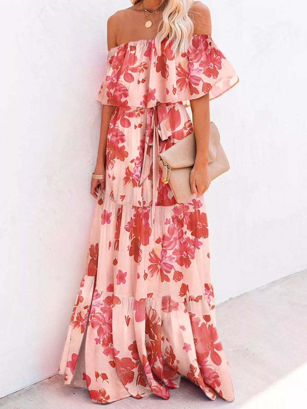 Off-Shoulder Tiered Maxi Dress