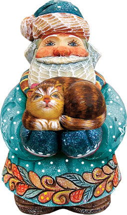 Santa Kitty Caretaker Handcrafted Christmas Figurine - G. DeBrekht Christmas Santa Snowman Decor - 517634