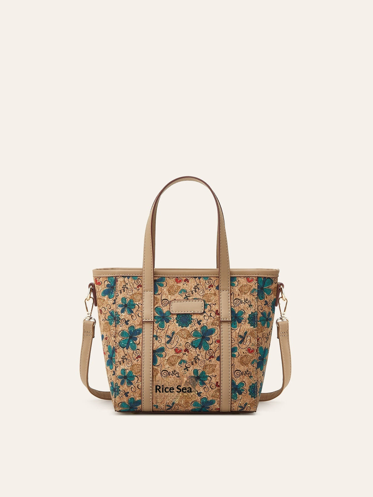 Printed Cork Bohemian Shoulder Tote Bag