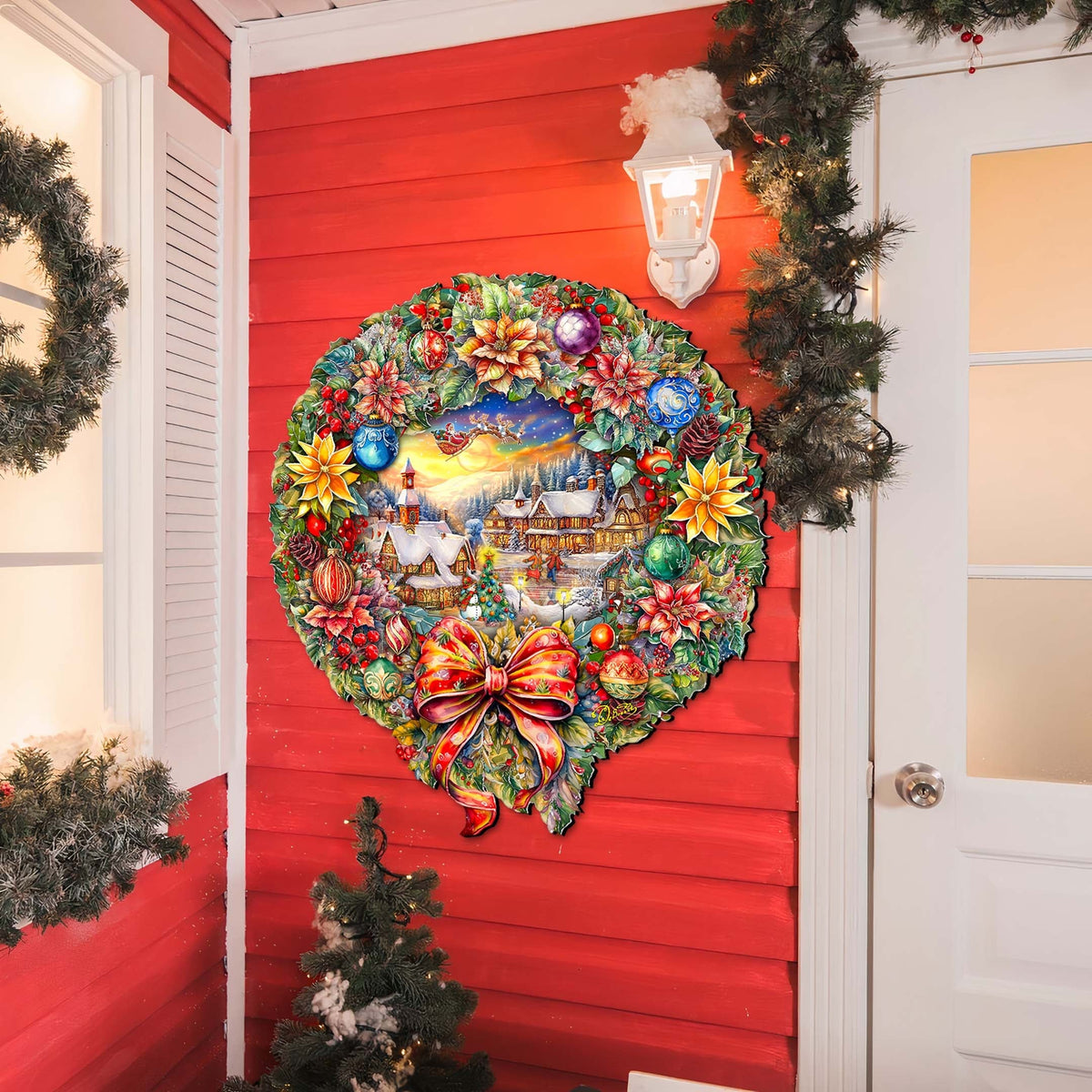 Christmas Wreath 36"-Inch Outdoor Indoor Decor Wooden Christmas Decoration by G. Debrekht - Christmas Decor - 8652802F