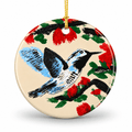 PimsArt Hummingbird Blossom Round Christmas Ornament From Original Painting