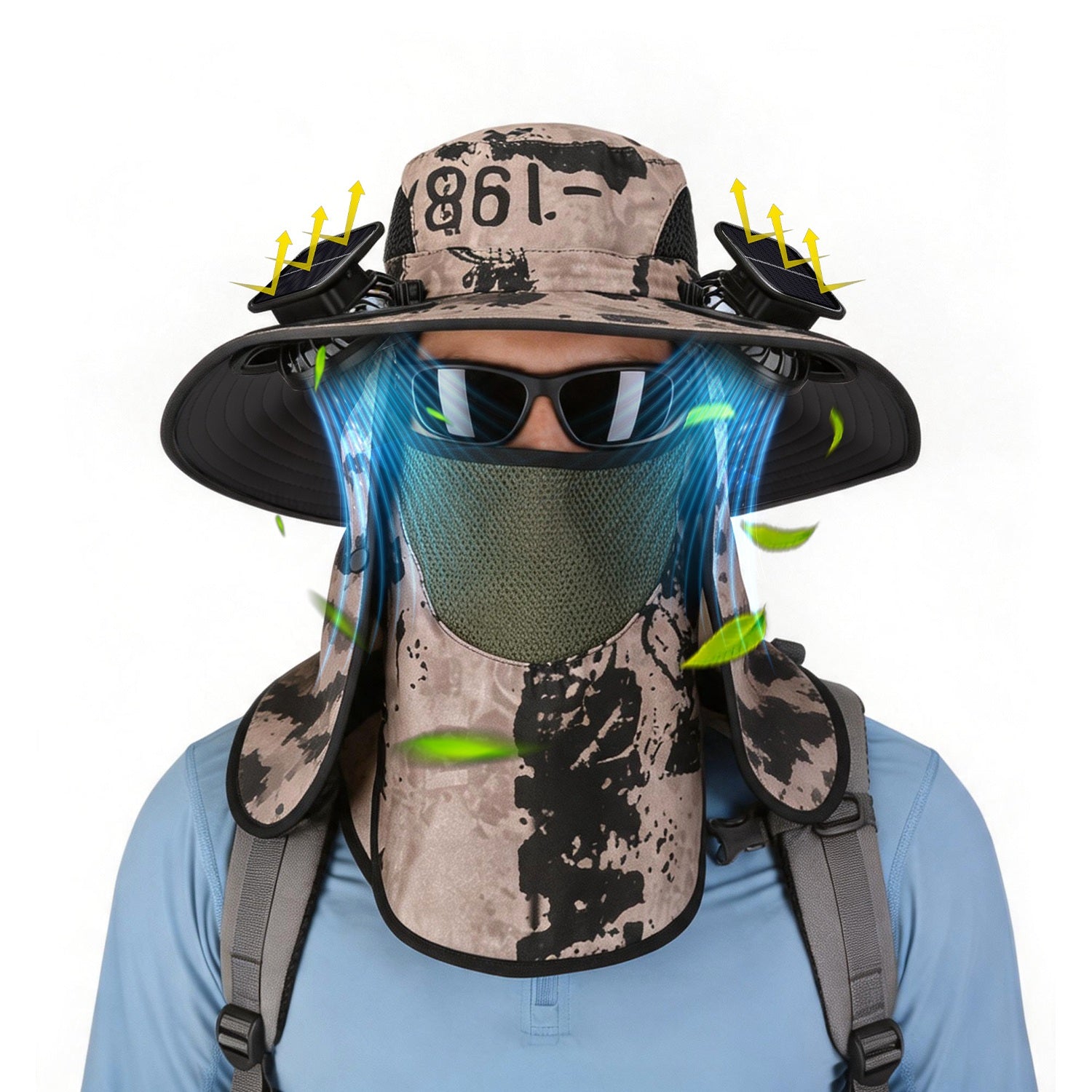 Solar Fan Hat with UPF50+ Sun Protection & Neck Flap