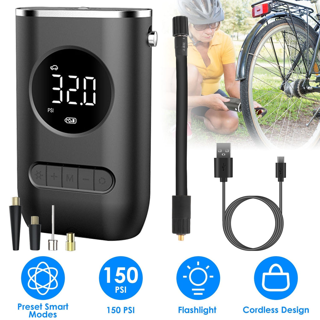 Car Tire Inflator Pump Portable Car Air Compressor Wireless Electric Air Pump 150 PSI with LED Light