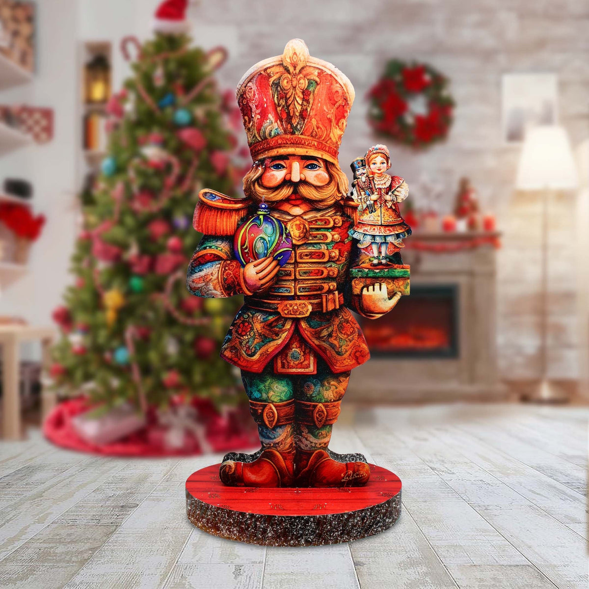 Enchanting Clara and Nutcracker Prince Limited Edition Wooden Figurine by G. Debrekht - Centerpiece for Christmas Decor - 89316