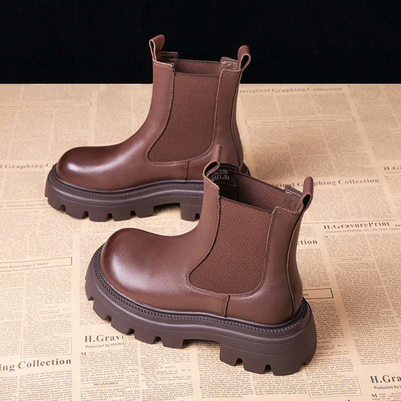 Women's Leather Thick-soled Leather Martin Boots