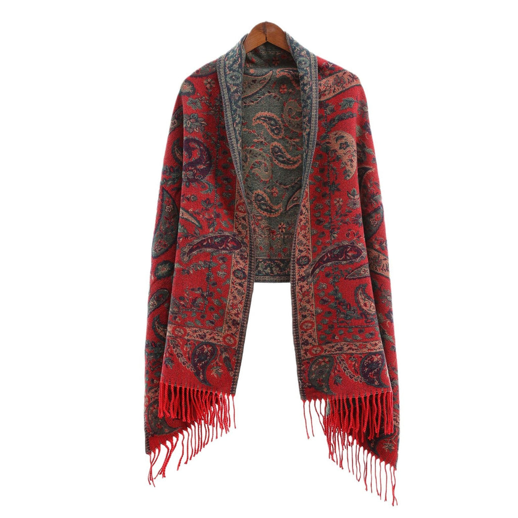 Ethnic-style Outerwear Ankeila Red Faux-cashmere Air-conditioner Shawl Scarf