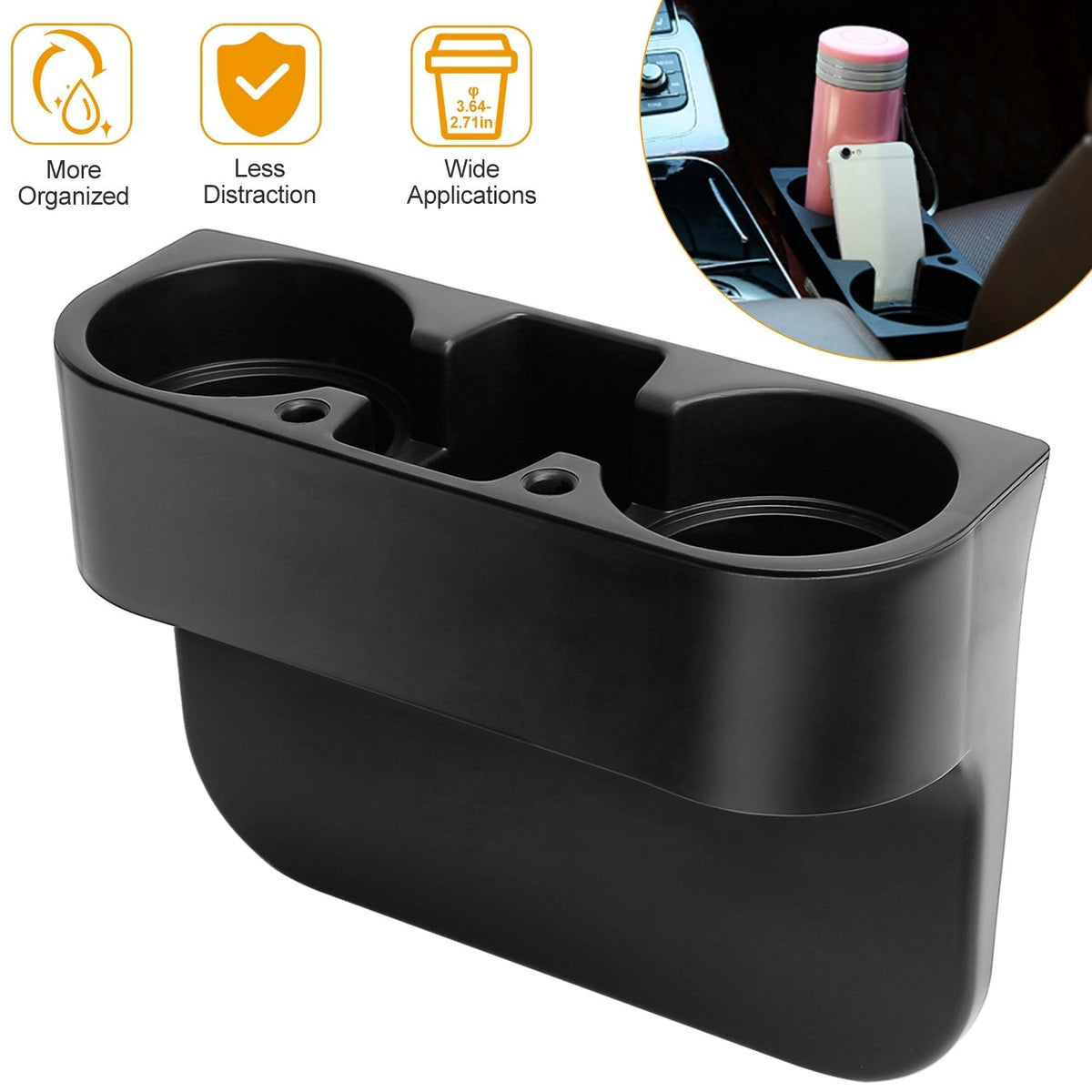 Car Seam Cup Holder Seat Gap Wedge Drink Storage Organizer Console Side Pocket Mount Stand For Pen Phone Bottle Sunglasses