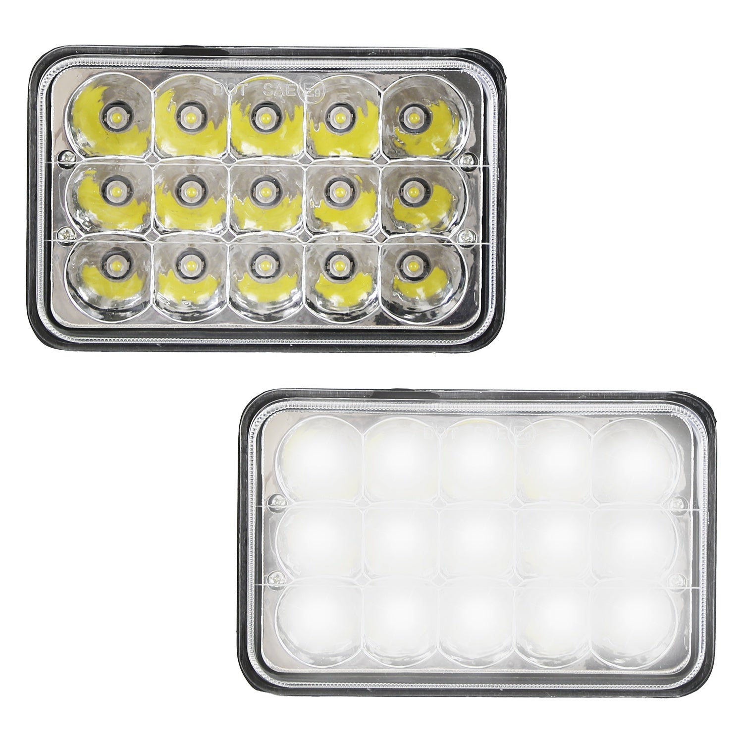 4x6in Car LED Headlights Vehicle Rectangular Headlamp with H4 Socket H4-to-3Pins Adapter with High Low Beam White Light IP68 Waterproof for 10-80V SUV
