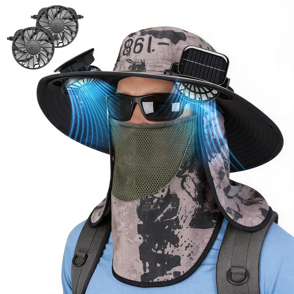 Solar Fan Hat with UPF50+ Sun Protection & Neck Flap