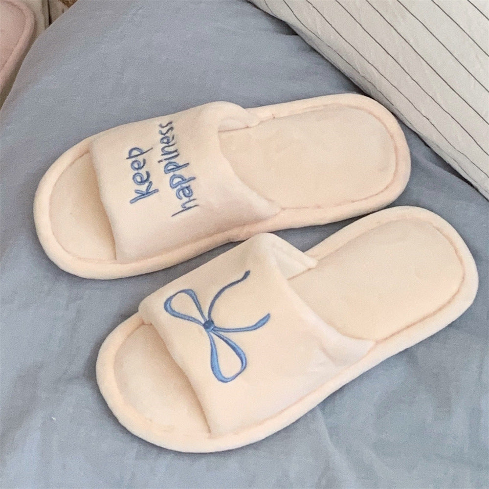 New Creative English Letters Ins Style Word Soft Flat Bottom Ladies Cotton Slippers