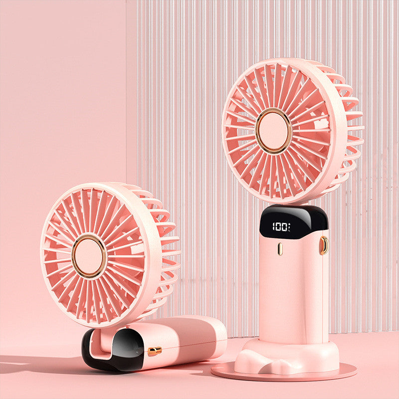 3-in-1 Mini Fan — LED Display, 5 Speeds, Neck/Desk/Handheld