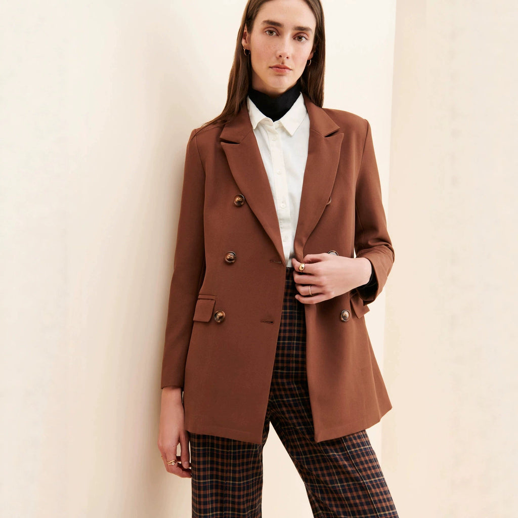 Double-breasted Drapey Blazer Womens Suit Jacket